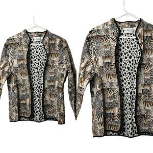 Alfred Dunner Ladies Safari Print Animal Open Jacket Long Sleeve Stylish SZ 10